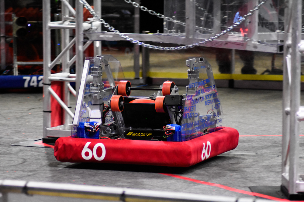 Team 60's 2024 robot with red bumpers